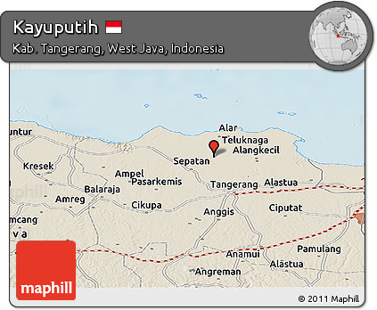 Shaded Relief Panoramic Map of Kayuputih