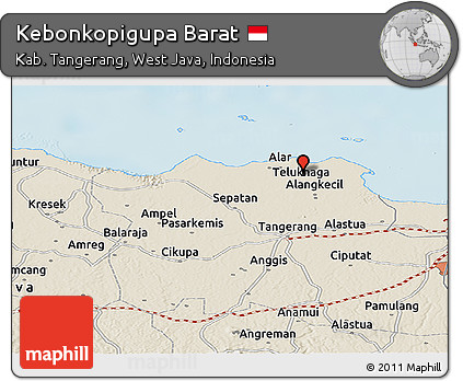 Shaded Relief Panoramic Map of Kebonkopigupa Barat