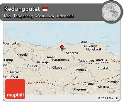 Shaded Relief Panoramic Map of Kedungputat