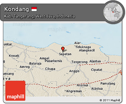 Shaded Relief Panoramic Map of Kondang