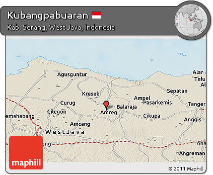 Shaded Relief Panoramic Map of Kubangpabuaran