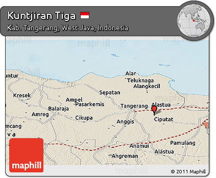 Shaded Relief Panoramic Map of Kuntjiran Tiga
