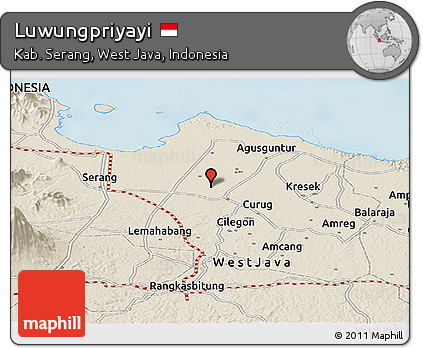 Shaded Relief Panoramic Map of Luwungpriyayi