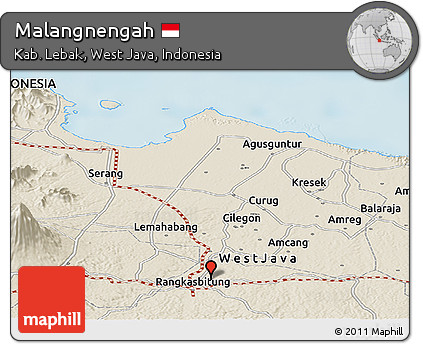 Shaded Relief Panoramic Map of Malangnengah