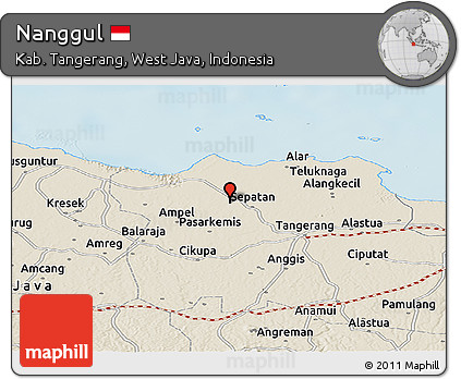 Shaded Relief Panoramic Map of Nanggul