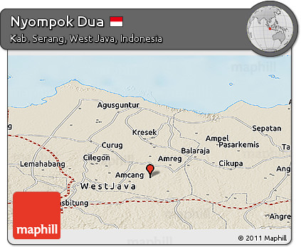 Shaded Relief Panoramic Map of Nyompok Dua