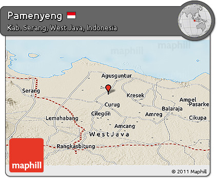 Shaded Relief Panoramic Map of Pamenyeng