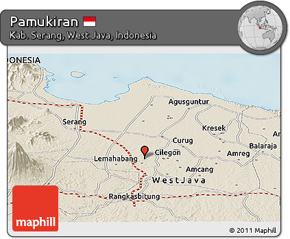 Shaded Relief Panoramic Map of Pamukiran