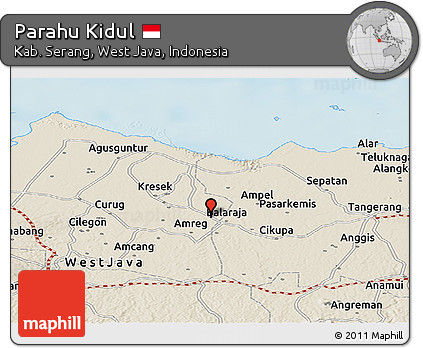 Shaded Relief Panoramic Map of Parahu Kidul