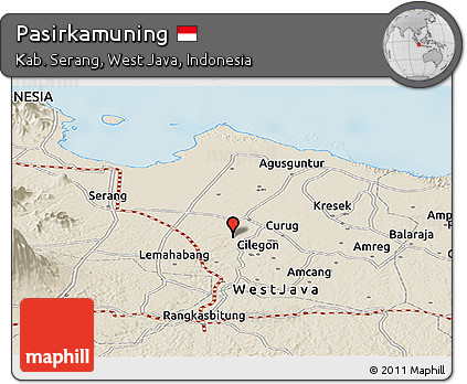 Shaded Relief Panoramic Map of Pasirkamuning