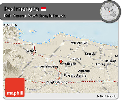 Shaded Relief Panoramic Map of Pasirmangka
