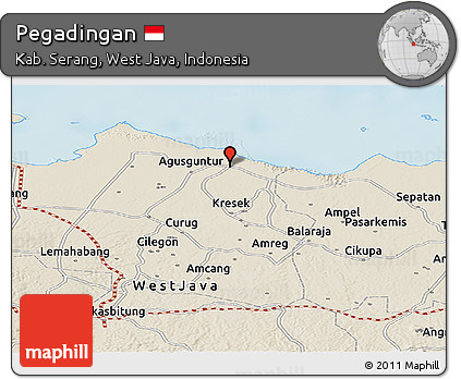 Shaded Relief Panoramic Map of Pegadingan