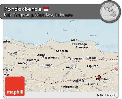 Shaded Relief Panoramic Map of Pondokbenda