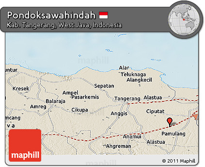 Shaded Relief Panoramic Map of Pondoksawahindah