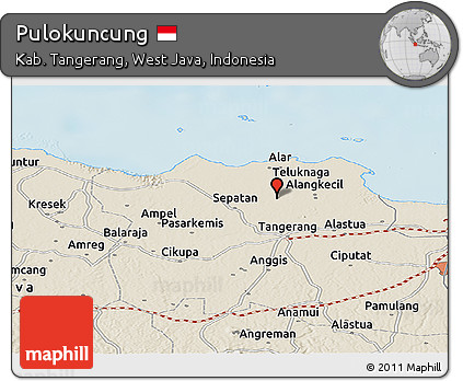 Shaded Relief Panoramic Map of Pulokuncung