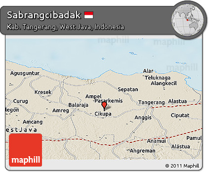 Shaded Relief Panoramic Map of Sabrangcibadak