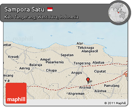 Shaded Relief Panoramic Map of Sampora Satu