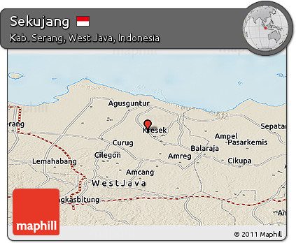 Shaded Relief Panoramic Map of Sekujang