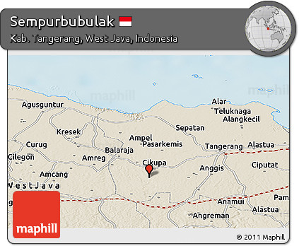 Shaded Relief Panoramic Map of Sempurbubulak