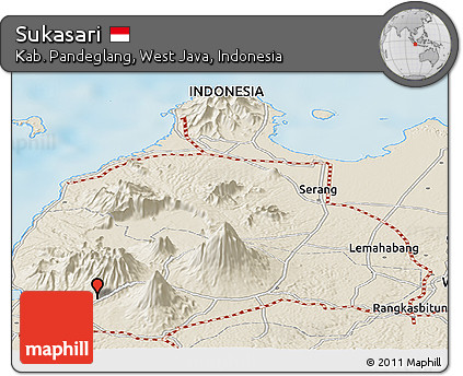 Shaded Relief Panoramic Map of Sukasari