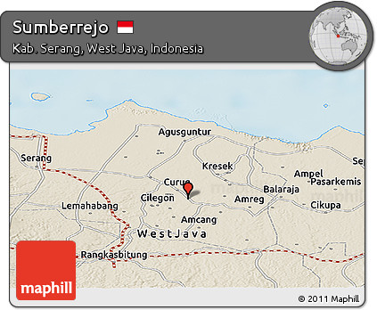 Shaded Relief Panoramic Map of Sumberrejo