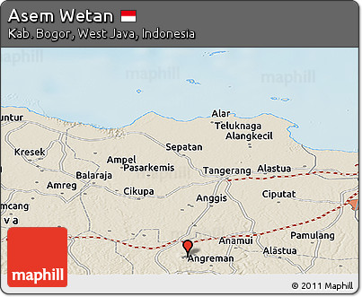 Shaded Relief Panoramic Map of Asem Wetan