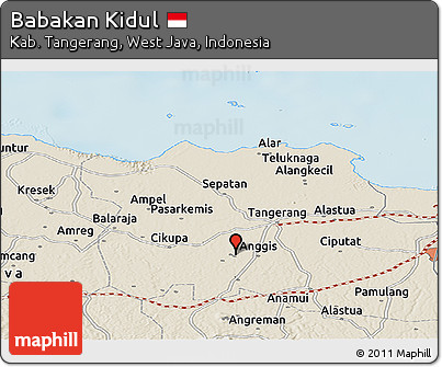 Shaded Relief Panoramic Map of Babakan Kidul