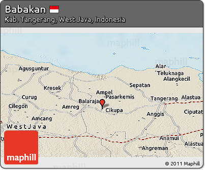 Shaded Relief Panoramic Map of Babakan