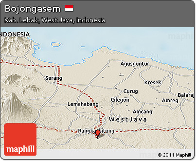 Shaded Relief Panoramic Map of Bojongasem