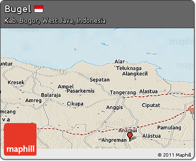 Shaded Relief Panoramic Map of Bugel