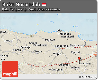Shaded Relief Panoramic Map of Bukit Nusaindah