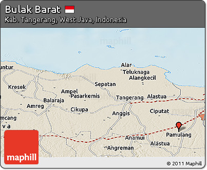 Shaded Relief Panoramic Map of Bulak Barat