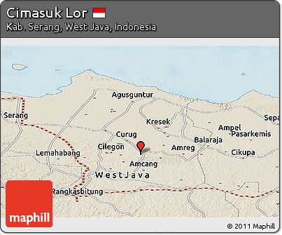 Shaded Relief Panoramic Map of Cimasuk Lor