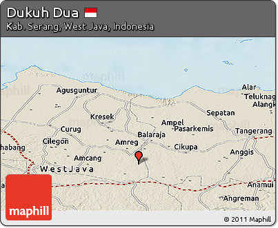 Shaded Relief Panoramic Map of Dukuh Dua
