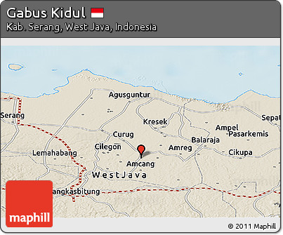 Shaded Relief Panoramic Map of Gabus Kidul
