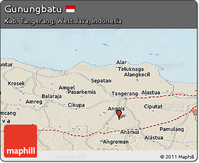 Shaded Relief Panoramic Map of Gunungbatu