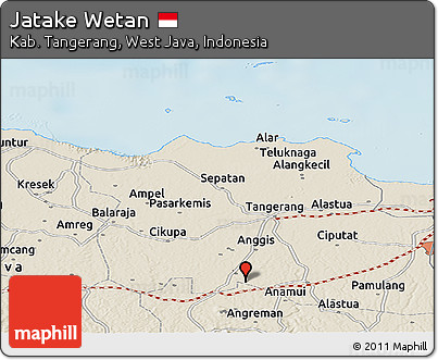 Shaded Relief Panoramic Map of Jatake Wetan