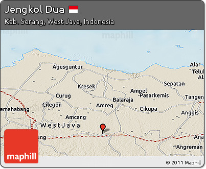 Shaded Relief Panoramic Map of Jengkol Dua