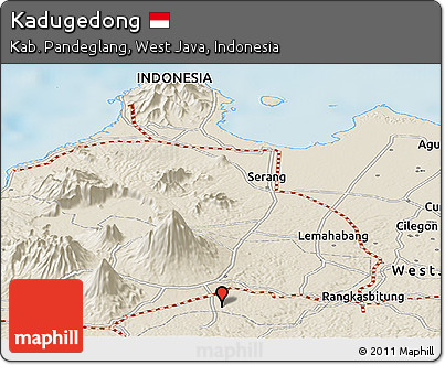 Shaded Relief Panoramic Map of Kadugedong