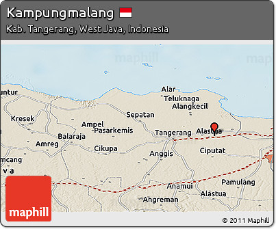 Shaded Relief Panoramic Map of Kampungmalang