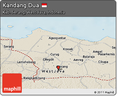 Shaded Relief Panoramic Map of Kandang Dua