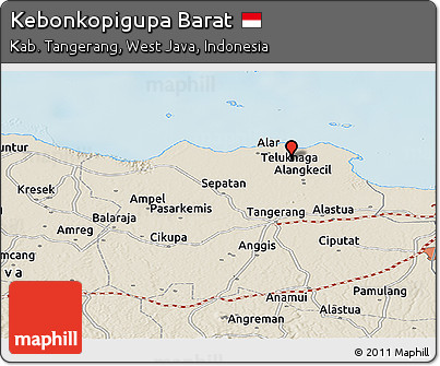 Shaded Relief Panoramic Map of Kebonkopigupa Barat