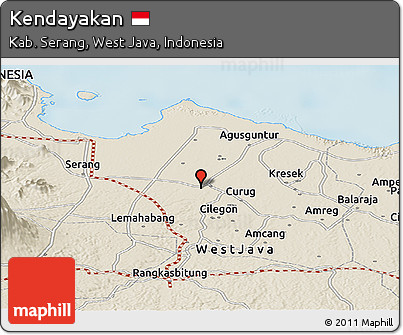 Shaded Relief Panoramic Map of Kendayakan