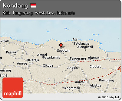 Shaded Relief Panoramic Map of Kondang