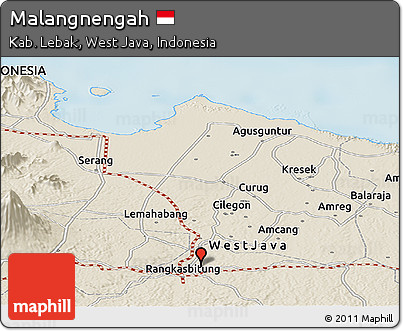 Shaded Relief Panoramic Map of Malangnengah