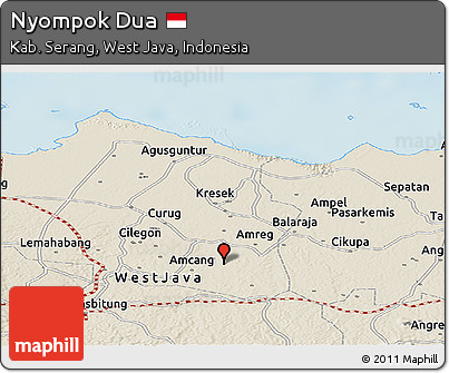 Shaded Relief Panoramic Map of Nyompok Dua