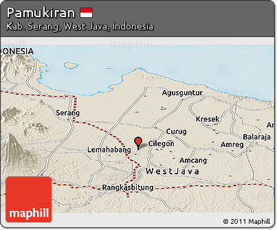 Shaded Relief Panoramic Map of Pamukiran