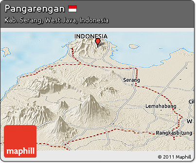 Shaded Relief Panoramic Map of Pangarengan