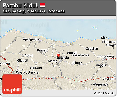 Shaded Relief Panoramic Map of Parahu Kidul
