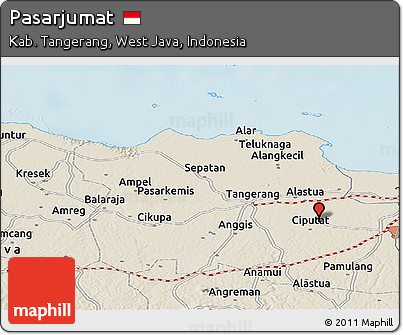Shaded Relief Panoramic Map of Pasarjumat